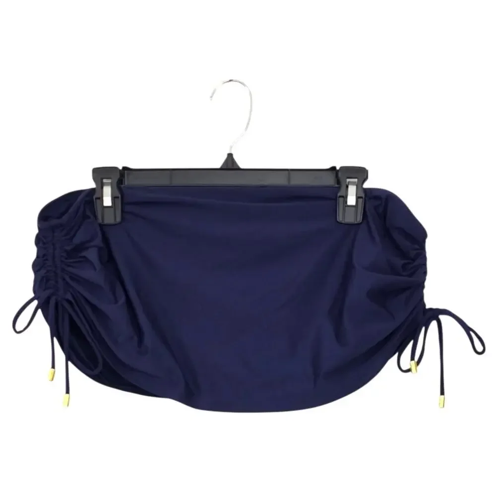 Helen Jon Essentials Skirted Hipster Shirred Swim Bikini Skirt Navy Blue Size XL